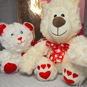 White and Red Valentines Teddy Bear Set